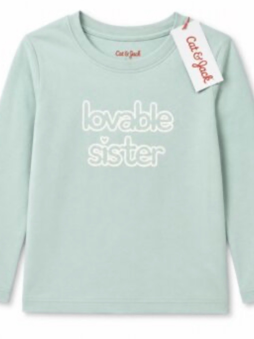 Cat & Jack Light Mint 'Lovable Sister' Long-Sleeve Tee